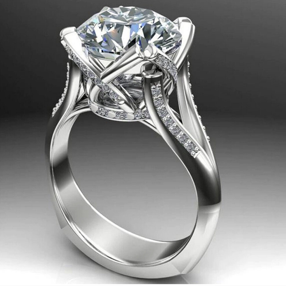 5.57 Ct  Ice White Round Moissanite Diamond Engagement Ring Silver Size 7 - Picture 3 of 13